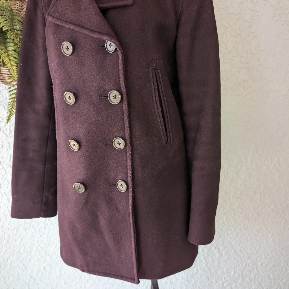 J‎ Crew Peacoat, Jacket, Women’s Medium. Wool, Plum/purple - Picture 2 of 6